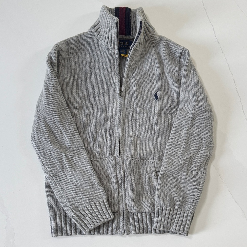 Polo by Ralph Lauren Boys Zip-Up Sweater in Gray
